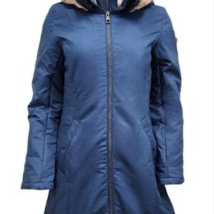 HoodLamb Women's Navy 2-1 Long Natural Hemp Inner Vest Puffer NWT XS